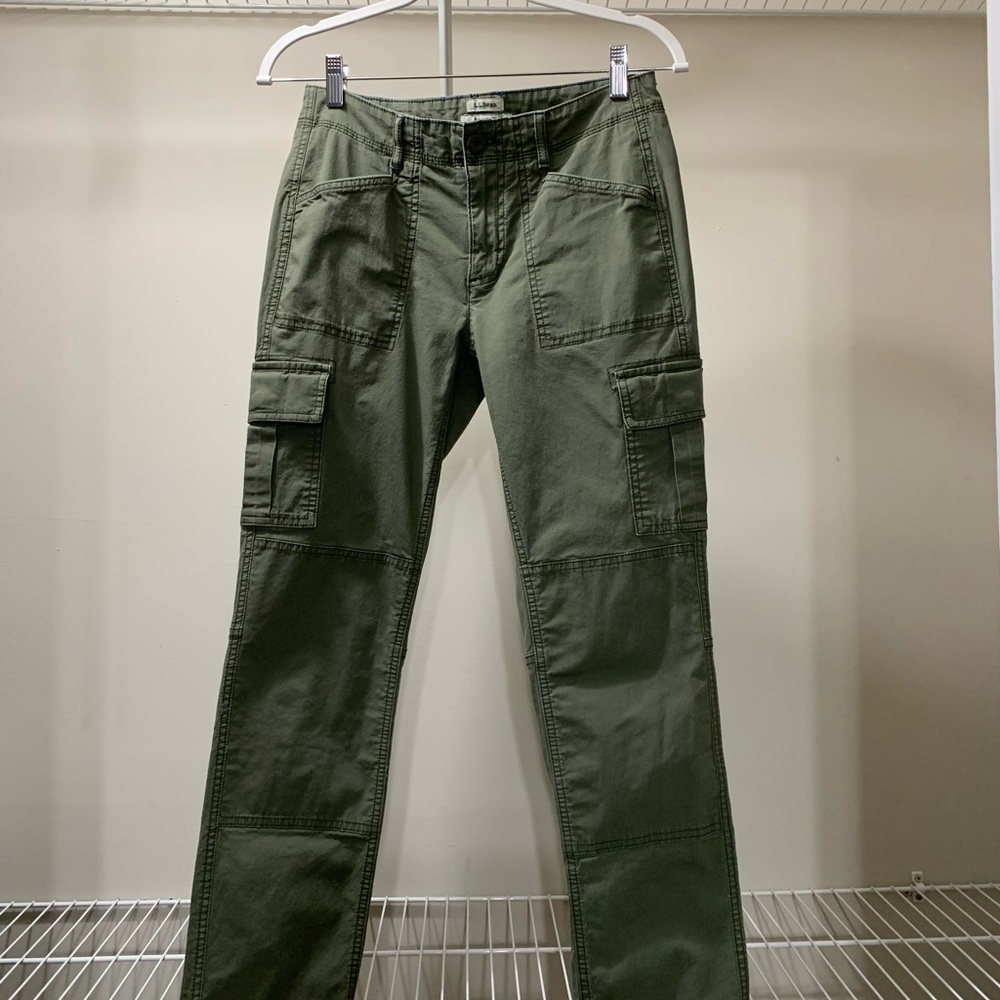 L.L. Bean Women’s Stretch Canvas Cargo Pants in Dusty Olive